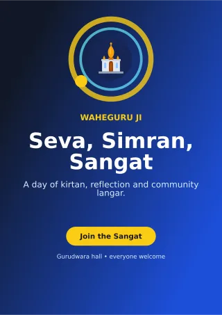 Orbit Gurpurab Langar Ceremony Poster — editable blue religious event template, a4 print