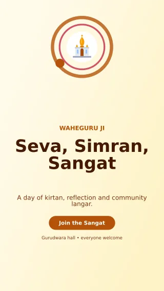 Orbit Gurpurab Langar Mobile Invite — editable white religious event template, story / reel