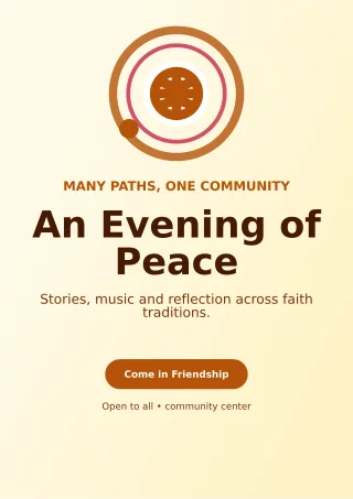 Orbit Interfaith Gathering Ceremony Poster — editable white religious event template, a4 print