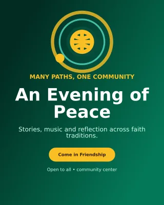 Orbit Interfaith Gathering Invitation — editable black religious event template, instagram portrait
