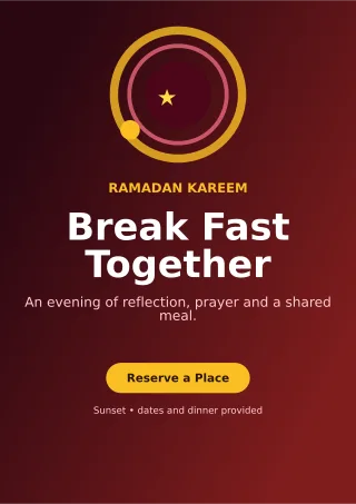 Orbit Ramadan Iftar Ceremony Poster — editable black religious event template, a4 print