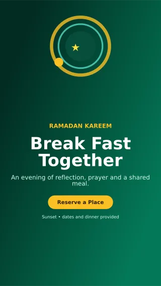 Orbit Ramadan Iftar Mobile Invite — editable black religious event template, story / reel