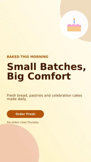 Aurora Bakery Promotion Story — editable white restaurant template, story / reel