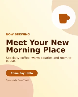 Aurora Cafe Opening Offer Poster — editable white restaurant template, instagram portrait