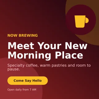 Aurora Cafe Opening Social Post — editable black restaurant template, instagram post