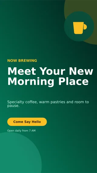 Aurora Cafe Opening Story — editable black restaurant template, story / reel