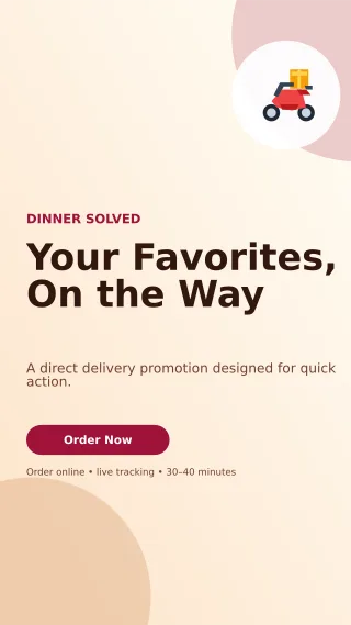 Aurora Food Delivery Story — editable white restaurant template, story / reel