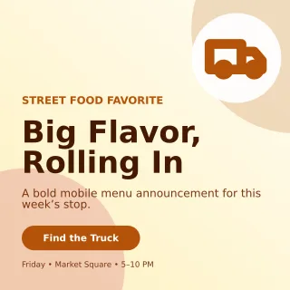 Aurora Food Truck Social Post — editable white restaurant template, instagram post