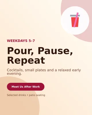 Aurora Happy Hour Offer Poster — editable white restaurant template, instagram portrait