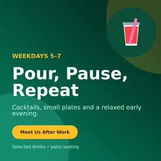Aurora Happy Hour Social Post — editable black restaurant template, instagram post