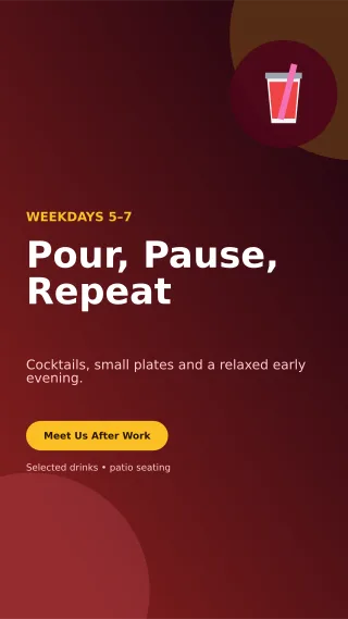 Aurora Happy Hour Story — editable black restaurant template, story / reel