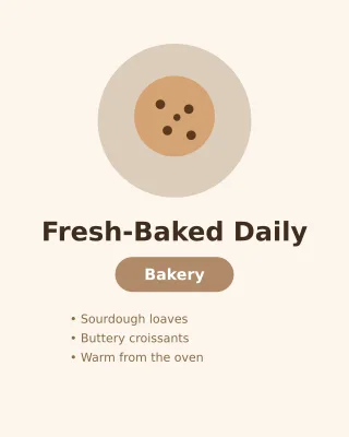 Bakery Promo — editable white restaurant template, instagram portrait