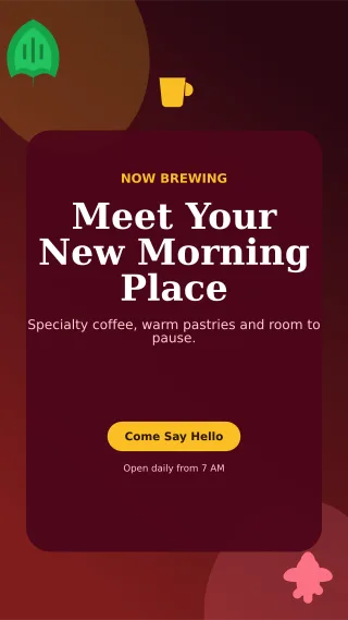 Botanical Cafe Opening Story — editable black restaurant template, story / reel