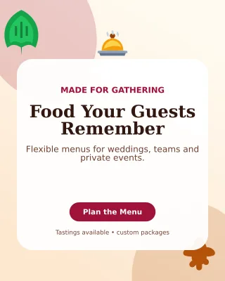 Botanical Catering Service Offer Poster — editable white restaurant template, instagram portrait