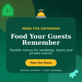 Botanical Catering Service Social Post — editable black restaurant template, instagram post