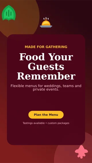 Botanical Catering Service Story — editable black restaurant template, story / reel