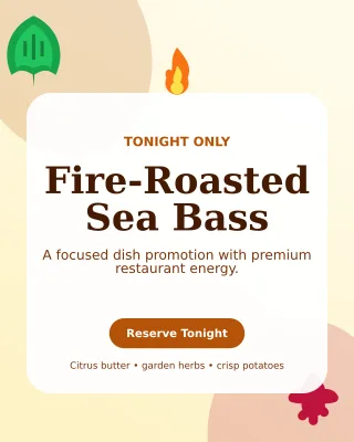 Botanical Chef Special Offer Poster — editable white restaurant template, instagram portrait