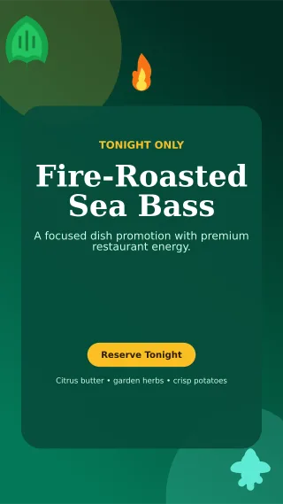 Botanical Chef Special Story — editable black restaurant template, story / reel