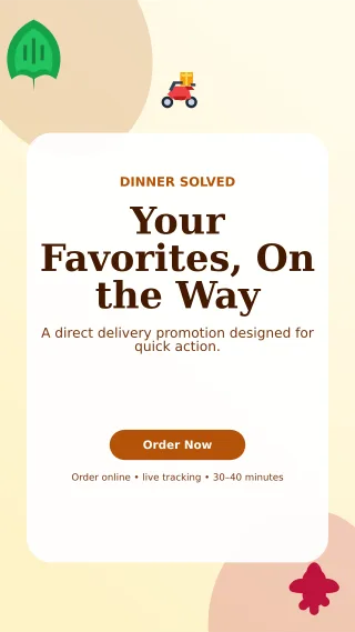 Botanical Food Delivery Story — editable white restaurant template, story / reel