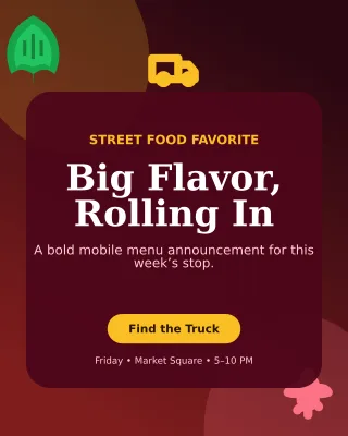 Botanical Food Truck Offer Poster — editable black restaurant template, instagram portrait
