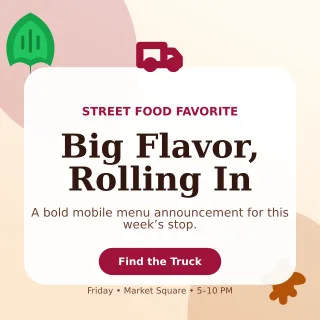 Botanical Food Truck Social Post — editable white restaurant template, instagram post