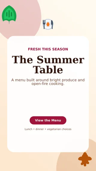 Botanical Seasonal Menu Story — editable white restaurant template, story / reel