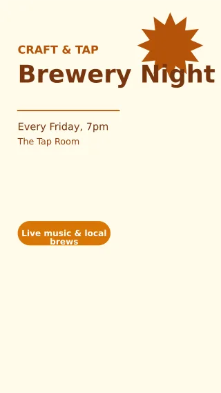 Brewery Night — editable white restaurant template, story / reel