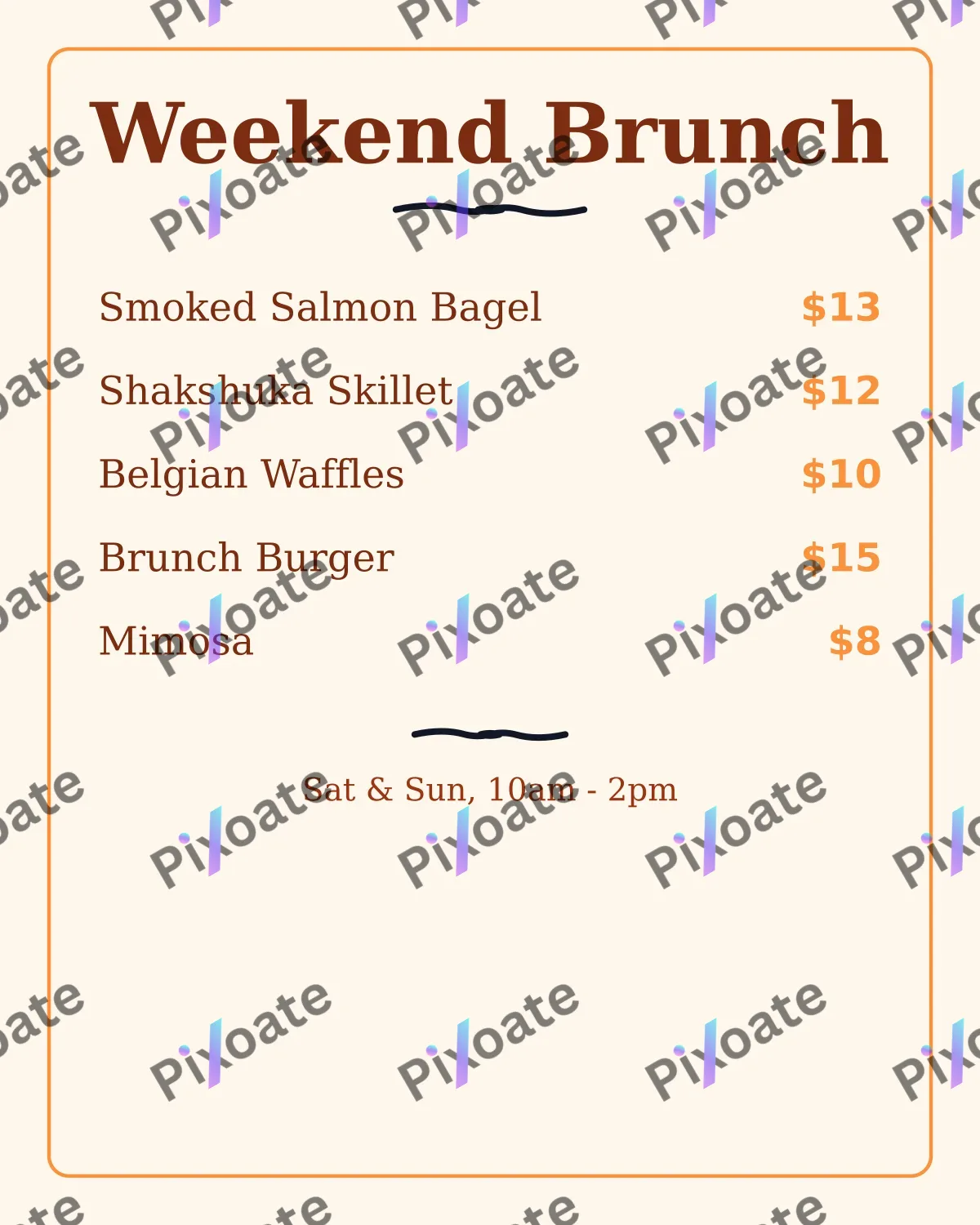 Brunch Menu Brunch Menu — editable white restaurant template, instagram portrait