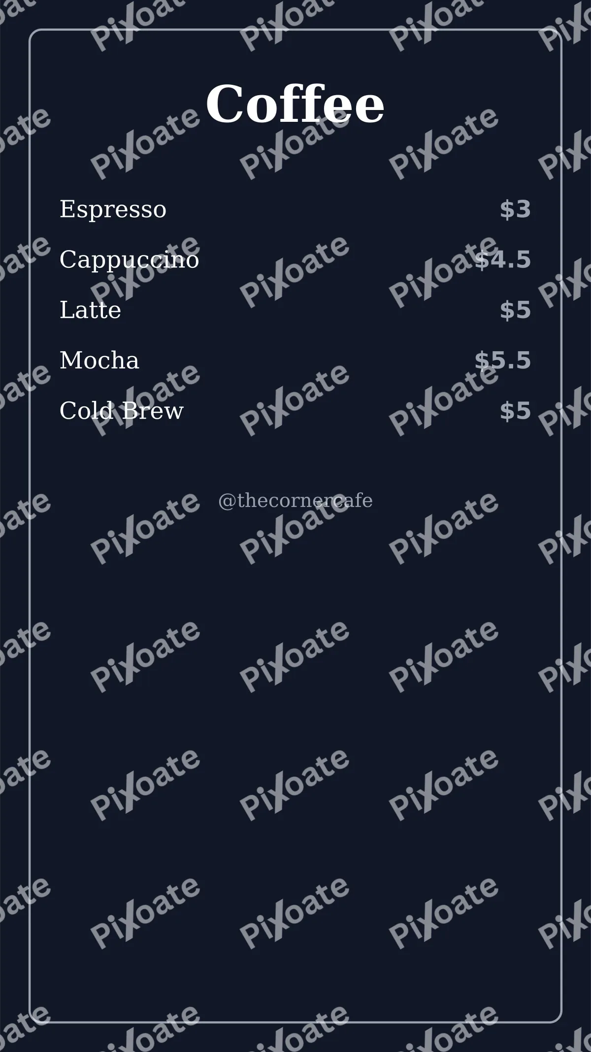 Cafe Menu Cafe Menu — editable blue restaurant template, story / reel