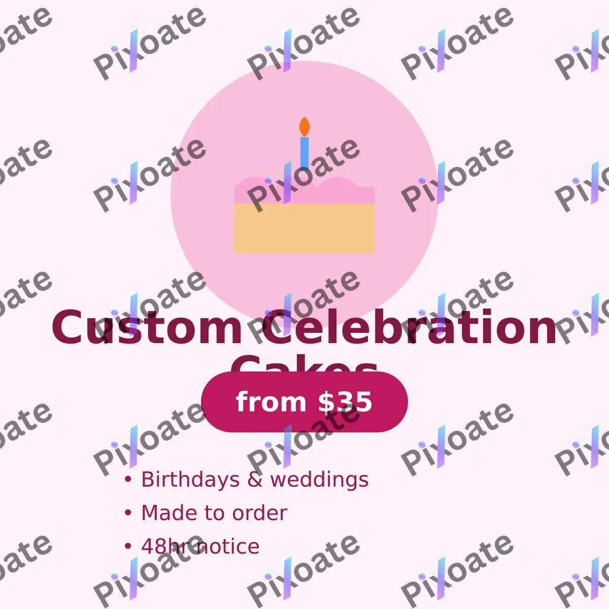 Cake Orders Cake Orders — editable white restaurant template, instagram post