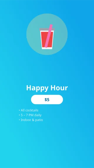 Drink Special — editable blue restaurant template, story / reel