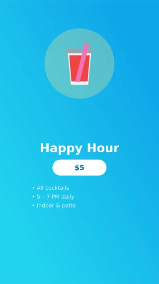 Drink Special — editable blue restaurant template, story / reel