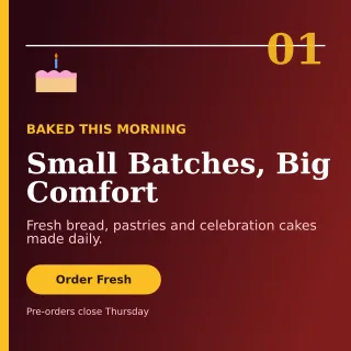 Editorial Bakery Promotion Social Post — editable black restaurant template, instagram post