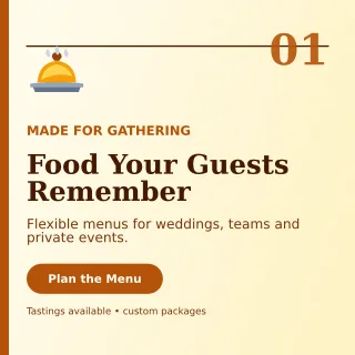 Editorial Catering Service Social Post — editable white restaurant template, instagram post