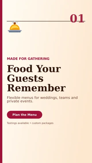 Editorial Catering Service Story — editable white restaurant template, story / reel