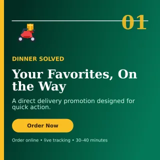Editorial Food Delivery Social Post — editable black restaurant template, instagram post