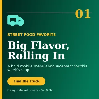 Editorial Food Truck Social Post — editable black restaurant template, instagram post