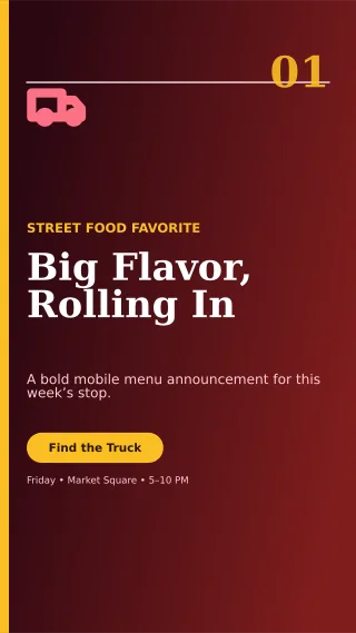 Editorial Food Truck Story — editable black restaurant template, story / reel