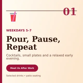 Editorial Happy Hour Social Post — editable white restaurant template, instagram post
