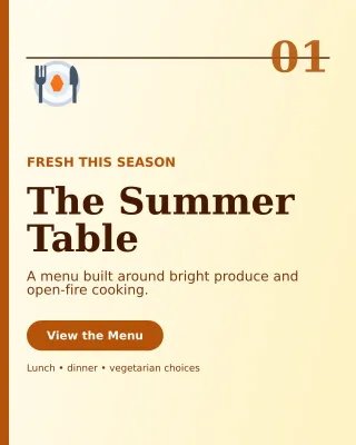 Editorial Seasonal Menu Offer Poster — editable white restaurant template, instagram portrait