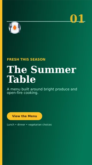 Editorial Seasonal Menu Story — editable black restaurant template, story / reel
