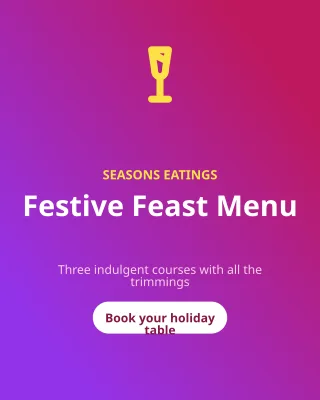 Festive Feast — editable pink restaurant template, instagram portrait