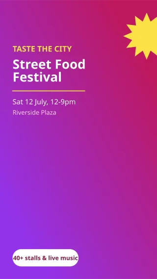 Food Festival — editable pink restaurant template, story / reel