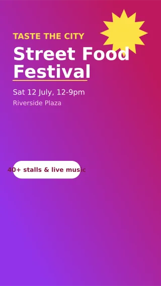 Food Festival — editable pink restaurant template, story / reel