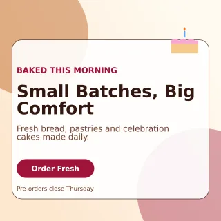 Glass Bakery Promotion Social Post — editable white restaurant template, instagram post