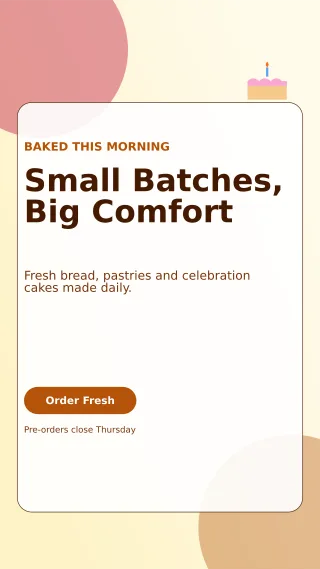 Glass Bakery Promotion Story — editable white restaurant template, story / reel