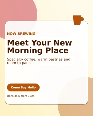 Glass Cafe Opening Offer Poster — editable white restaurant template, instagram portrait