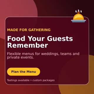 Glass Catering Service Social Post — editable black restaurant template, instagram post