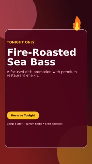 Glass Chef Special Story — editable black restaurant template, story / reel