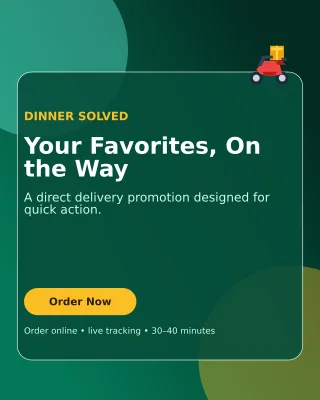 Glass Food Delivery Offer Poster — editable black restaurant template, instagram portrait